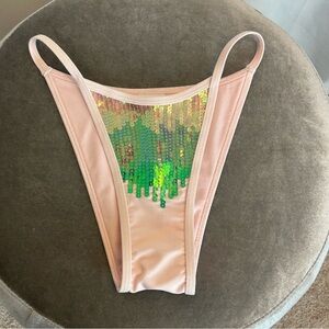 Wild Fable light pink sequin high waisted bikini bottoms Sz XXS NWOT